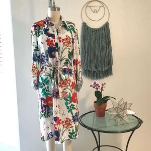 ZARA Floral Button Down Dress with Long Sleeves
